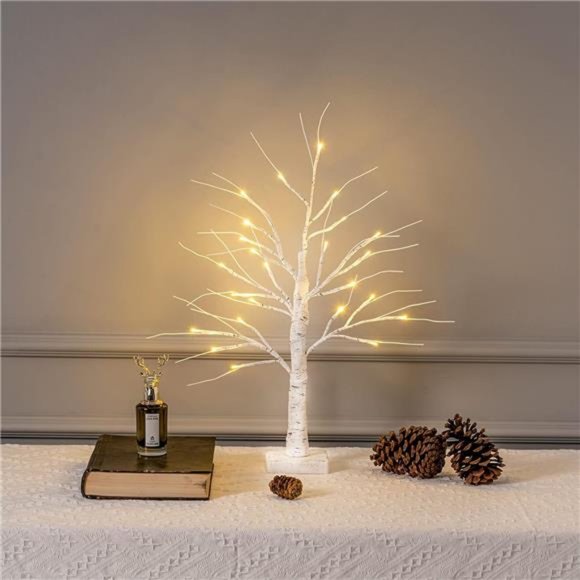2FT/24” Birch Tree Light with 24LT Warm White LED Battery Powered - Picture 1 of 8
